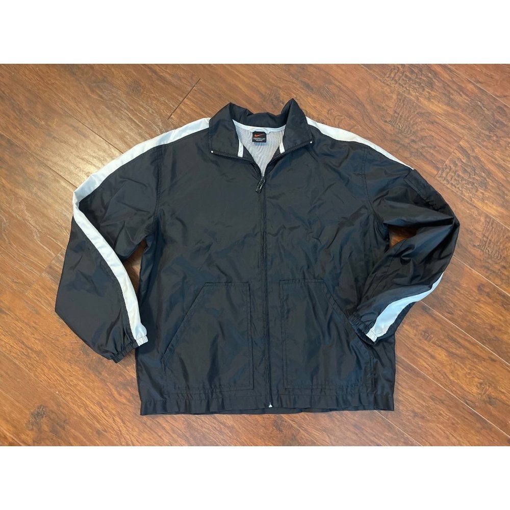 VTG Red Swoosh NIKE Windbreaker Black & White Womens Medium